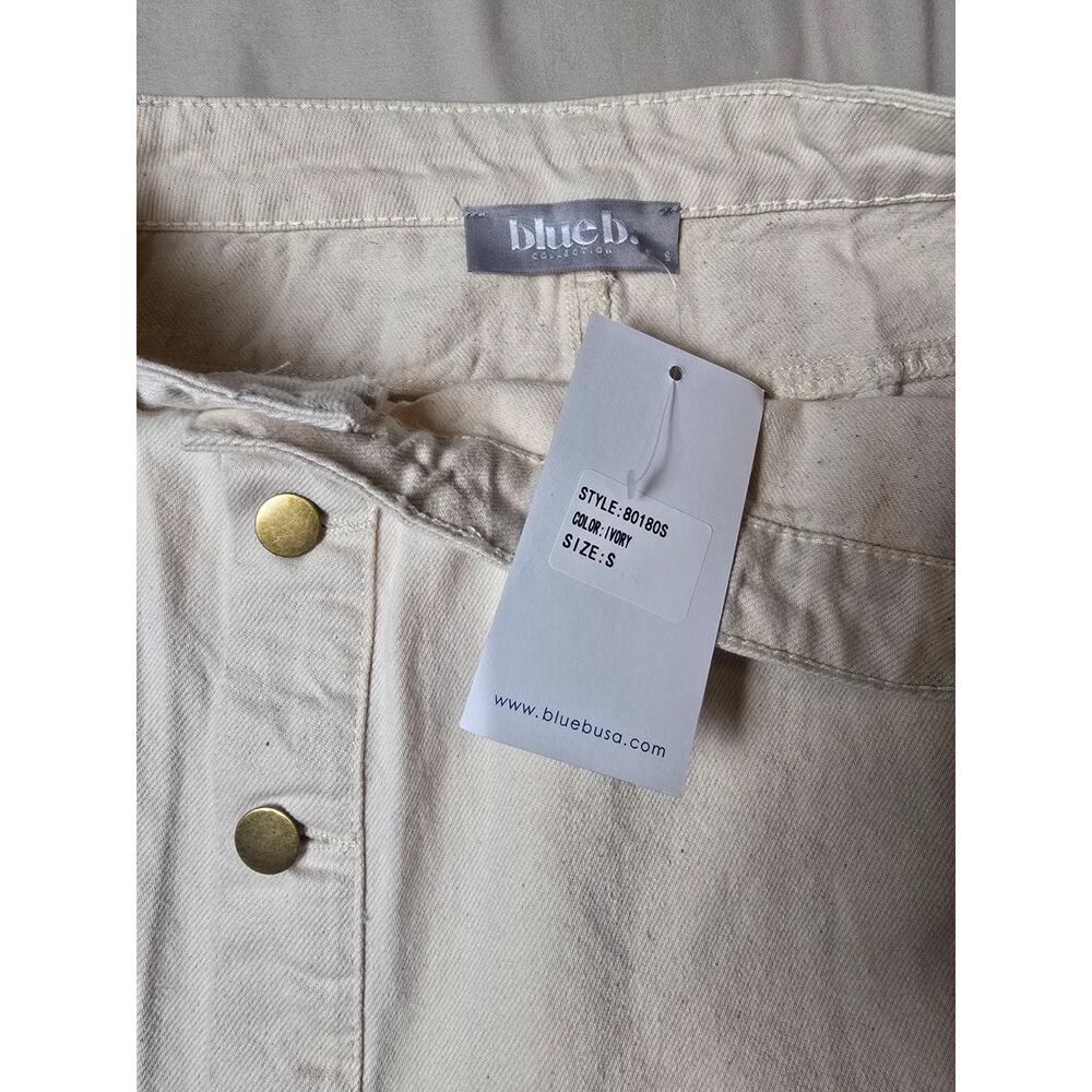 Blue B Collection Ivory Denim Off-Center Front Midi Skirt Women's Small NWT - Picture 7 of 8
